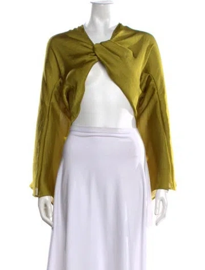 Pre-owned Baobab V-neck Long Sleeve Crop Top In Yellow