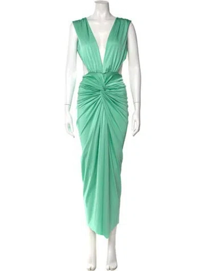 Pre-owned Baobab V-neck Midi Length Dress In Green