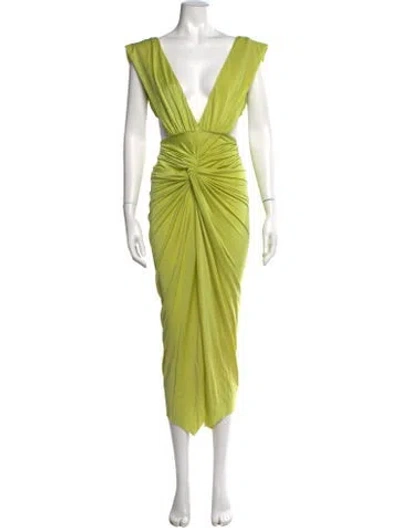 Pre-owned Baobab V-neck Midi Length Dress In Green