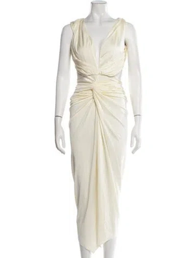 Pre-owned Baobab V-neck Midi Length Dress In Neutrals