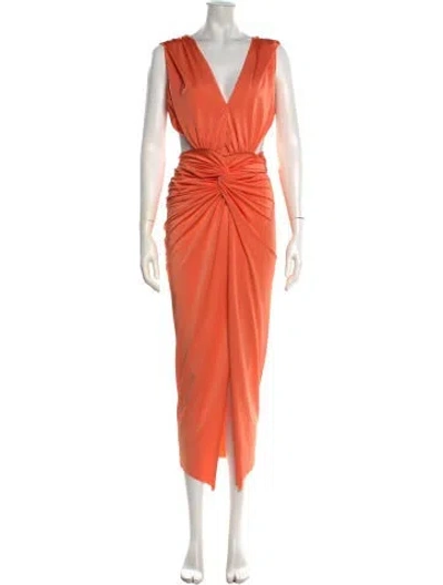Pre-owned Baobab V-neck Midi Length Dress In Orange