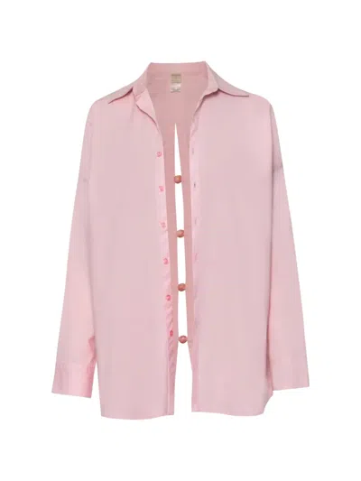 Baobab Wayra Resin-stones Back-slit Shirt In Pink