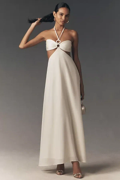 Baobab Yvon Halter Cut-out Maxi Dress In White