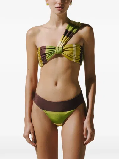 Baobab Zoe Striped Bikini Bottoms In Green