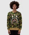 Bape - A Bathing Ape Abc Camo Shark Sweatshirt In Green