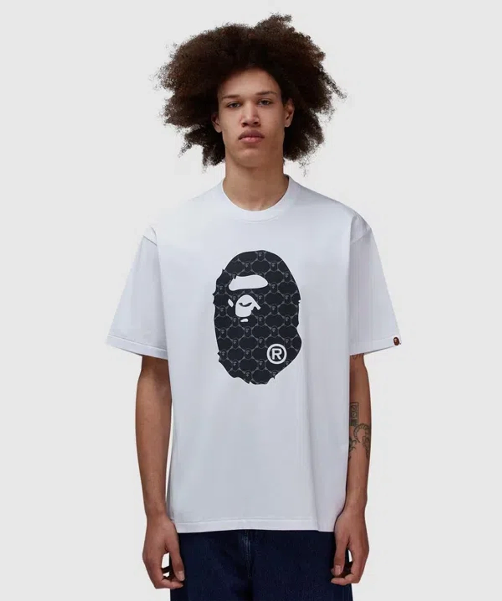Bape - A Bathing Ape College Monogram Ape Head T-shirt In White