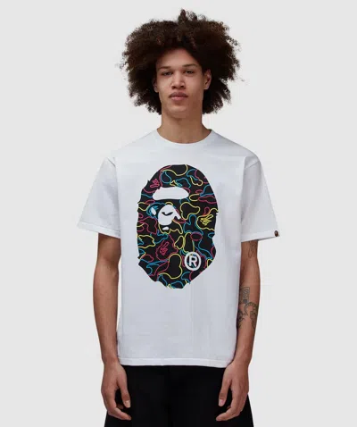 Bape - A Bathing Ape Neon Camo Big Ape T-shirt In White