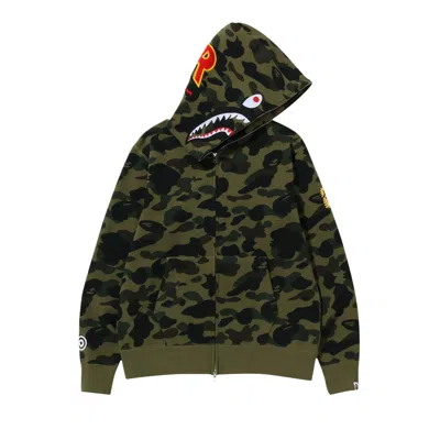 Pre-owned Bape 1st Camo 2nd Shark Full Zip Hoodie 'green'