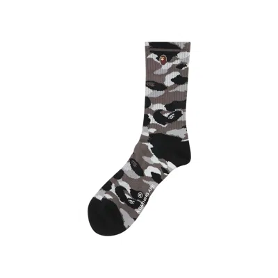 Pre-owned Bape 1st Camo Ape Head One Point Socks 'grey' | Men's Size M In Gray