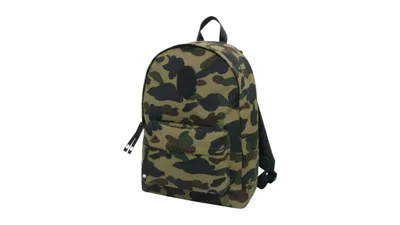 Pre-owned Bape 1st Camo Ape Head Patch Travel Backpack In Green
