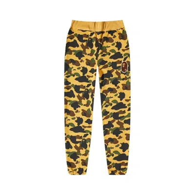 Pre-owned Bape 1st Camo Ape Head Patched Sweatpants 'yellow' | Men's Size Xl