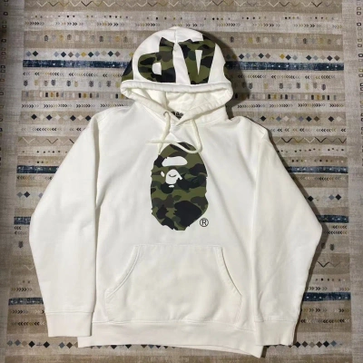Pre-owned Bape 1st Camo Ape Head Pullover Hoodie In White
