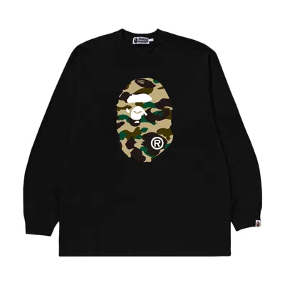 Pre-owned Bape 1st Camo Ape Head Relaxed Fit Long-sleeve Tee 'black' | Men's Size M