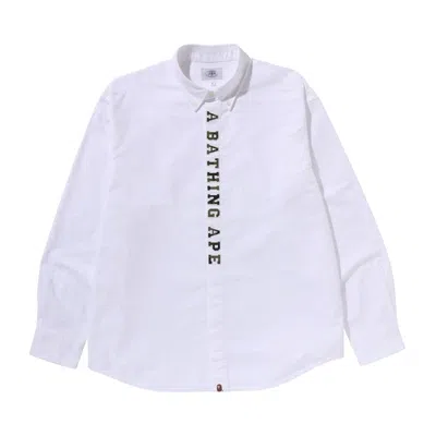 Pre-owned Bape 1st Camo Applique Oxford Long-sleeve Shirt 'white' | Men's Size L
