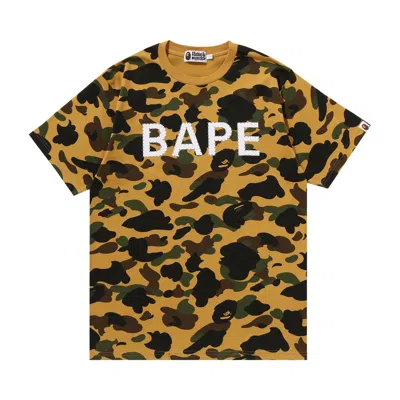 Pre-owned Bape 1st Camo  Rhinestone Tee 'yellow' | Men's Size S