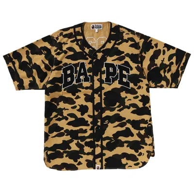 Pre-owned Bape 1st Camo Baseball Shirt 'yellow'