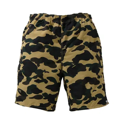 Pre-owned Bape 1st Camo Beach Shorts 'yellow'