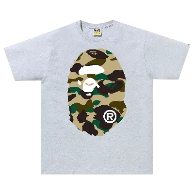 Pre-owned Bape 1st Camo Big Ape Head Tee 'grey/yellow'