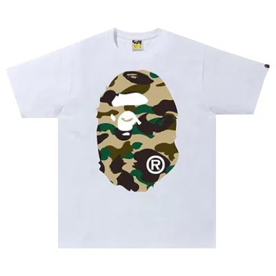 Pre-owned Bape 1st Camo Big Ape Head Tee 'white Yellow' | Men's Size Xl