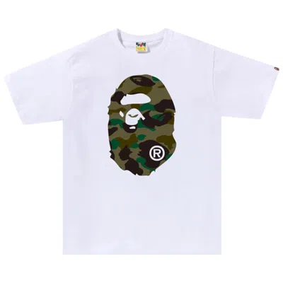 Pre-owned Bape 1st Camo Big Ape Head Tee 'white/green'