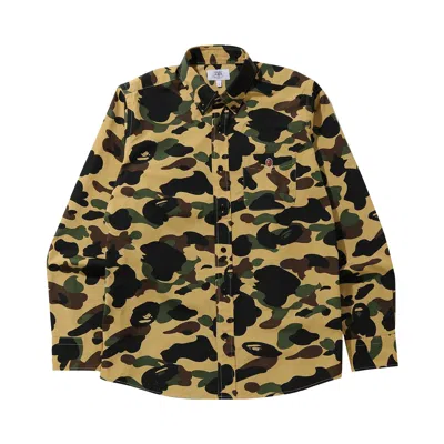 Pre-owned Bape 1st Camo Button Down Shirt 'yellow'