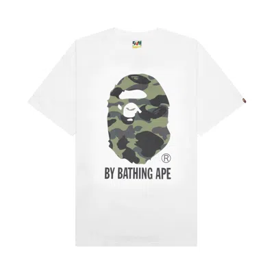 Pre-owned Bape 1st Camo By Bathing Ape Tee 'white/green'