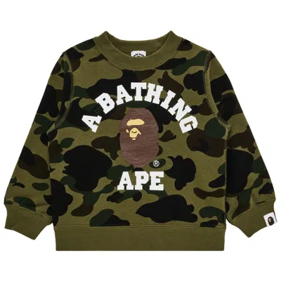 Pre-owned Bape 1st Camo College Crewneck Sweatshirt 'green' | Kid's Size 110
