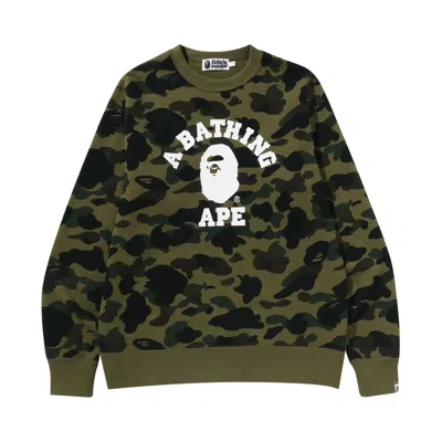 Pre-owned Bape 1st Camo College Crewneck Sweatshirt 'green' | Men's Size M