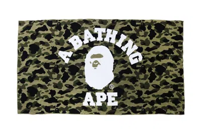 Pre-owned Bape 1st Camo College Logo Beach Towel In Green