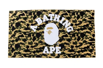 Pre-owned Bape 1st Camo College Logo Beach Towel In Yellow