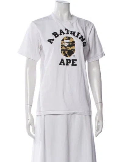 Pre-owned Bape 1st Camo College Logo Graphic Print T-shirt In White