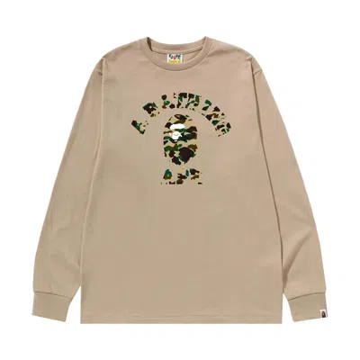 Pre-owned Bape 1st Camo College Long-sleeve Tee 'beige/yellow'