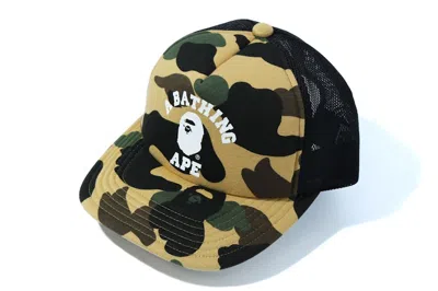 Pre-owned Bape 1st Camo College Mesh Cap In Yellow