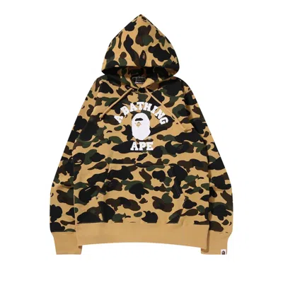 Pre-owned Bape 1st Camo College Pullover Hoodie 'yellow'