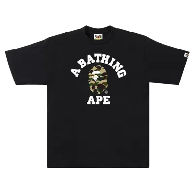 Pre-owned Bape 1st Camo College T-shirt 'yellow Camo / Black'