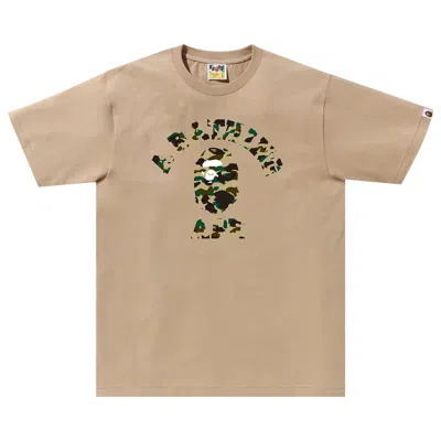 Pre-owned Bape 1st Camo College Tee 'beige/yellow' In Tan
