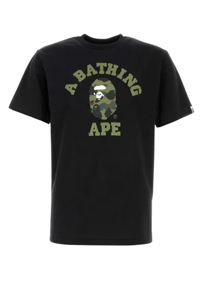 Bape Crew Neck Graphic Print Short Sleeve Shirt In Black