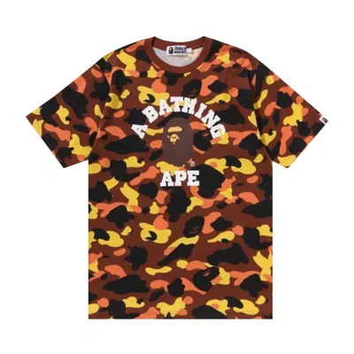 Pre-owned Bape 1st Camo College Tee 'orange' | Men's Size L