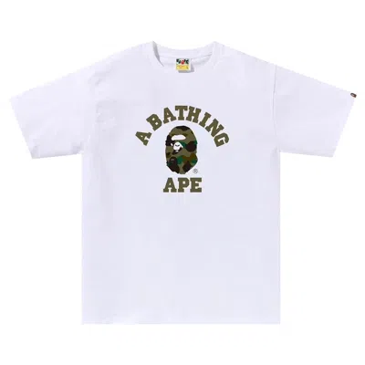Pre-owned Bape 1st Camo College Tee 'white Green' | Men's Size S