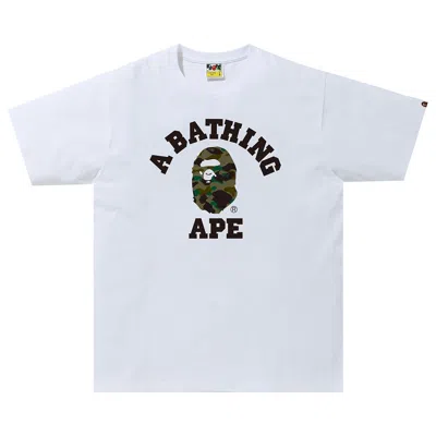 Pre-owned Bape 1st Camo College Tee 'white/green'