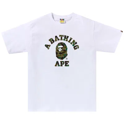 Pre-owned Bape 1st Camo College Tee 'white/green' | Men's Size M