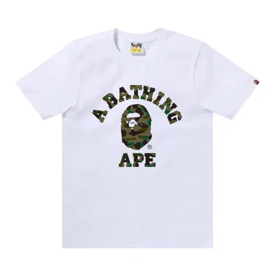 Pre-owned Bape 1st Camo College Tee 'white/green' | Women's Size M