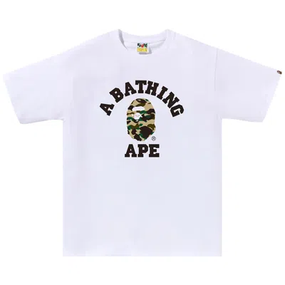 Pre-owned Bape 1st Camo College Tee 'white/yellow'
