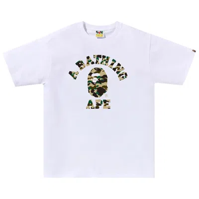 Pre-owned Bape 1st Camo College Tee 'white/yellow'