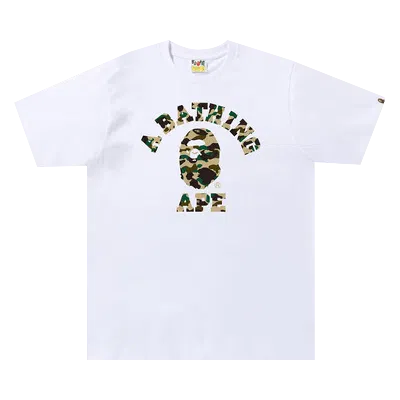 Pre-owned Bape 1st Camo College Tee 'white/yellow'