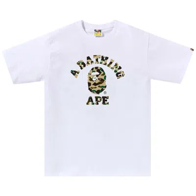 Pre-owned Bape 1st Camo College Tee 'white/yellow' | Men's Size M