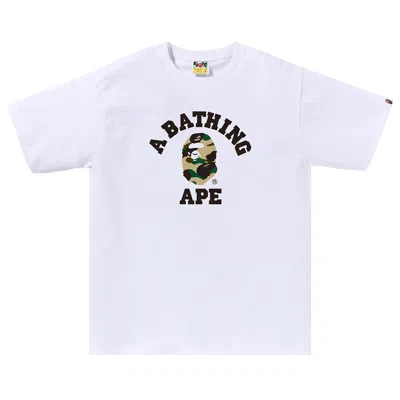 Pre-owned Bape 1st Camo College Tee 'white/yellow' | Men's Size M