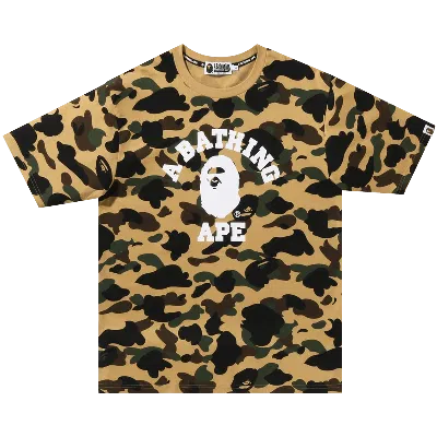 Pre-owned Bape 1st Camo College Tee 'yellow'