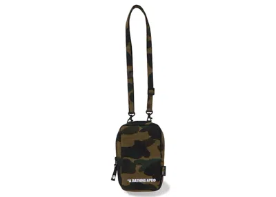 Pre-owned Bape 1st Camo Cordura Phone Shoulder Bag In Green