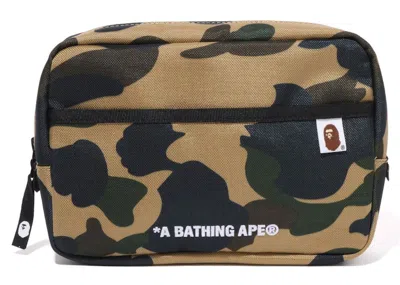 Pre-owned Bape 1st Camo Cordura Pouch In Yellow